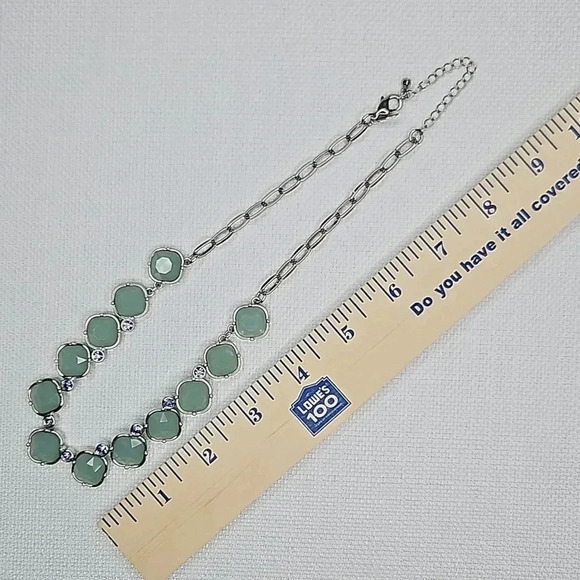 Lia Sophia Statement Necklace in Silver with Mint Green and Blue Accents - Picture 13 of 13